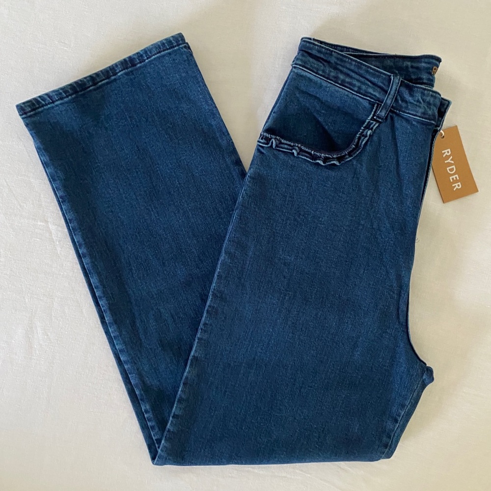 Ryder Morgan Ruffle High-Waisted Blue Denim Jeans / Size 30 / NWT